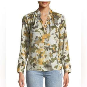 ZADIG & VOLTAIRE Tink Camo-Print Satin Long-Sleeve‎ Blouse